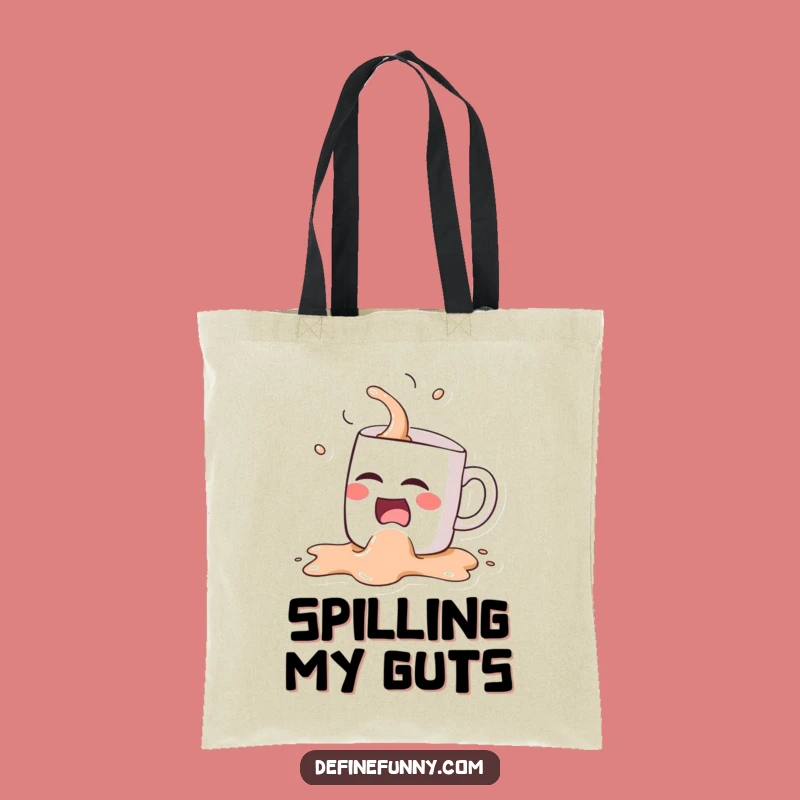 Funny Kawaii Coffee Mug Spill Tote Bag - Hilarious Accessory for Coffee Addicts