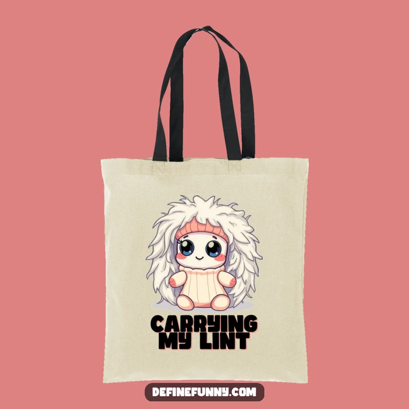 Funny Kawaii Sock Lint Monster Tote Bag - Hilarious Accessory for Laundry Lovers