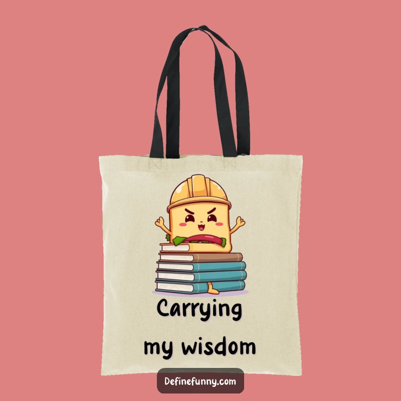 Funny Sandwich Hard Hat Tote Bag: Wobbly Book Carrier Funny Gift